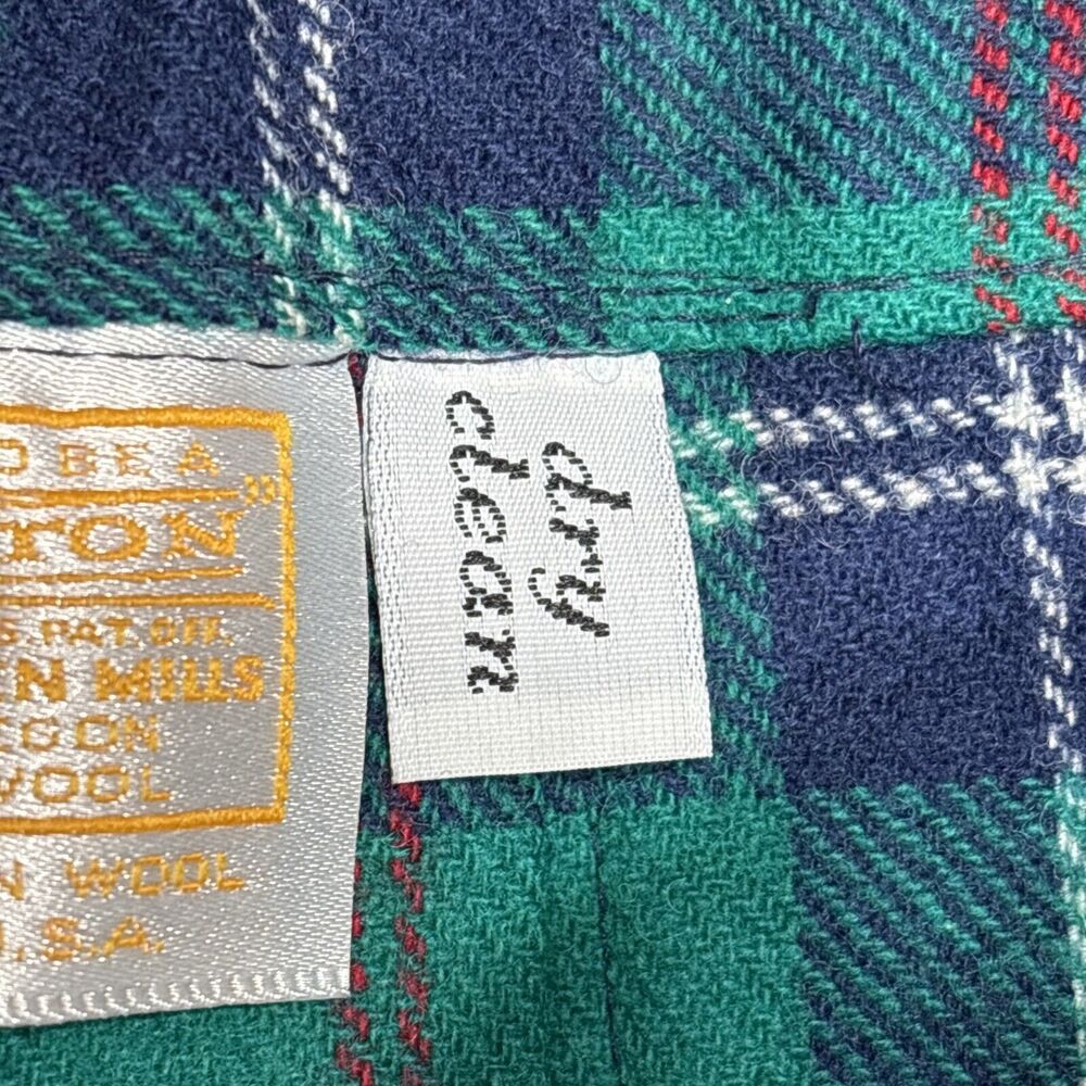 Vintage Pendleton Green & BluePlaid Pleated Skirt 100% Wool Womens Size 16 - Picture 7 of 8